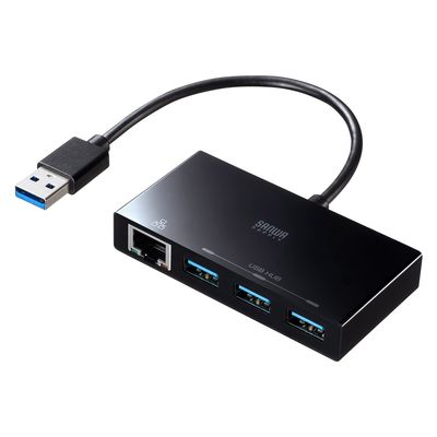 サンワサプライ USB3.2 Gen1 ハブ付き ギガビットLANアダプタ USB-3H322BKN 1個（直送品）