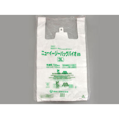 福助工業 レジ袋　ニューイージーバッグバイオ25 3L 半透明　1000枚(100×10) 0364339（直送品）