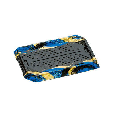 福助工業 寿司容器 華板2-4H 本体 波しぶき青 600枚(50×12) 0730882 1ケース(600枚入(50枚×12袋))（直送品）