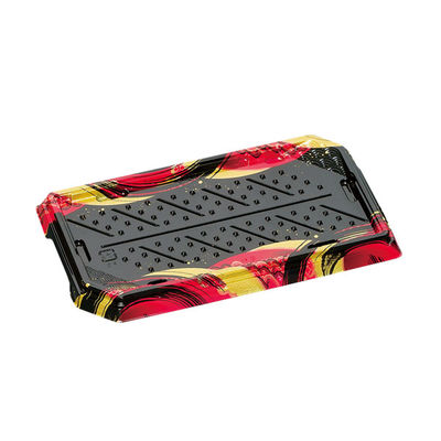 福助工業 寿司容器 華板2-5H 本体 波しぶき赤 600枚(50×12) 0730920 1ケース(600枚入(50枚×12袋))（直送品）