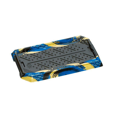 福助工業 寿司容器 華板2-5H 本体 波しぶき青 600枚(50×12) 0730939 1ケース(600枚入(50枚×12袋))（直送品）