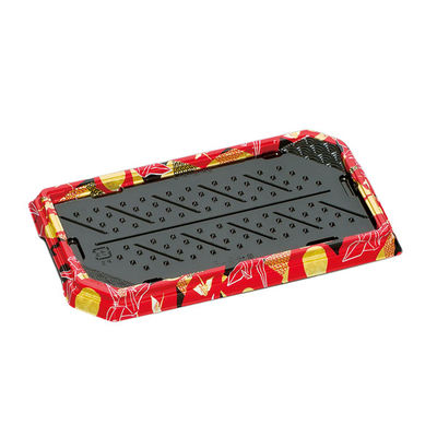 福助工業 寿司容器 華板2-5H 本体 折りづる赤 600枚(50×12) 0730947 1ケース(600枚入(50枚×12袋))（直送品）