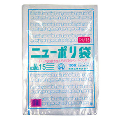 福助工業 ポリ袋 ニューポリ袋 003 No.15 ひも付き 5527 1セット(1袋(100枚)×30)（直送品）