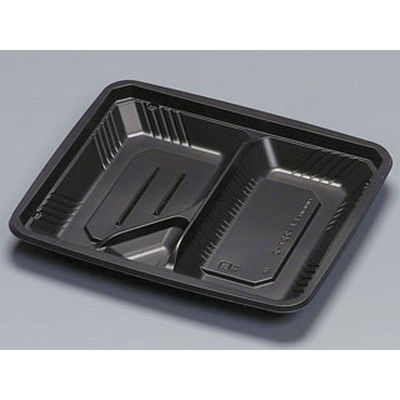 福助工業 弁当容器 フルレンジLA-227-2H 黒 600枚(50×12) 569659 1ケース(600枚入(50枚×12袋))（直送品）