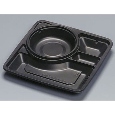 福助工業 弁当容器 フルレンジLA-22-3H 黒 600枚(50×12) 581216 1ケース(600枚入(50枚×12袋))（直送品）