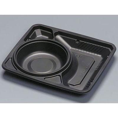 福助工業 弁当容器 フルレンジLA-227-5H 黒 600枚(50×12) 581593 1ケース(600枚入(50枚×12袋))（直送品）