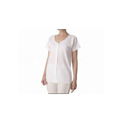 神戸生絲 クレープ婦人前開き半袖 ホワイト L CH-3 【介護用衣類】ウェルファンカタログ ウェルファンコード：921137（直送品）