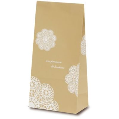ベルベ 雑貨 食品 紙袋 角底袋 レースィ（白） 8号 3608 1包：1000枚（100×10）（直送品）