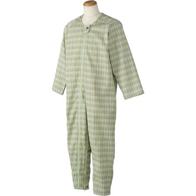 萬楽 マンラク1型ねまき（オールシーズン） グリーンチェック 24-6682-0303（直送品）