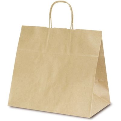 ベルベ 紙袋 自動紐手提袋 T-11W 茶無地 1196 1包：200枚（50×4）（直送品）