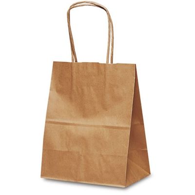 ベルベ 紙袋 自動紐手提袋 T-2 茶無地 1218 1包：200枚（25×8）（直送品）