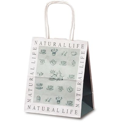 ベルベ 紙袋 自動紐手提袋 T-2 ナチュラルライフ 1286 1包：200枚（25×8）（直送品）