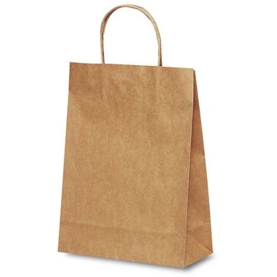 ベルベ 紙袋 自動紐手提袋 T-3 茶無地 1318 1包：200枚（25×8）（直送品）