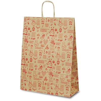 ベルベ 紙袋 1450自動紐手提袋 T-12 ベアコレクションレッド 1450 1包：200枚（50×4）（直送品）