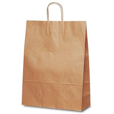 ベルベ 紙袋 自動紐手提袋 T-12 茶無地 1496 1包：200枚（50×4）（直送品）