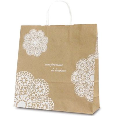 ベルベ 紙袋 自動紐手提袋 T-6 レースィ（白） 1649 1包：200枚（50×4）（直送品）