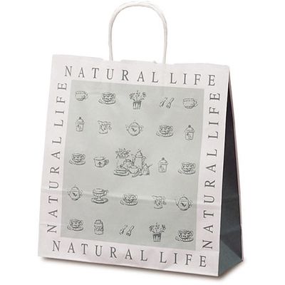 ベルベ 紙袋 自動紐手提袋 T-6 ナチュラルライフ 1786 1包：200枚（50×4）（直送品）