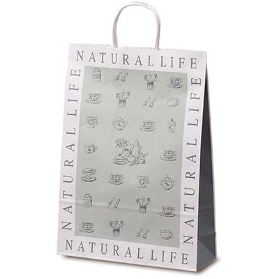 ベルベ 紙袋 自動紐手提袋 T-8 ナチュラルライフ 1837 1包：200枚（50×4）（直送品）