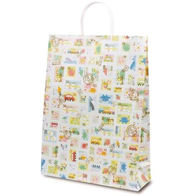 ベルベ 紙袋 自動紐手提袋 T-8 プチスタンプ 1875 1包：200枚（50×4）（直送品）