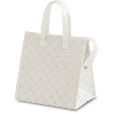 ベルベ 不織布保温冷バッグ キルトバッグ ホワイト 中 9068 1包：100枚（50×2）（直送品）