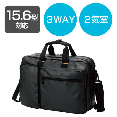 リュック PCバッグ 15.6インチ 3WAY 二気室 キャリーホルダー付き 撥水 ブラック BM-F04XBK エレコム 1個（直送品）
