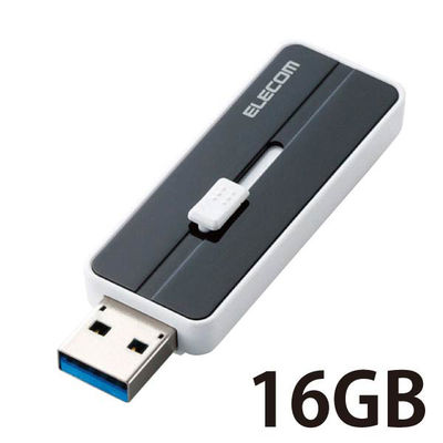 エレコム USBメモリー/USB3.1(Gen1)対応/スライド式/16GB MF-KNU316GBK 1個（直送品）