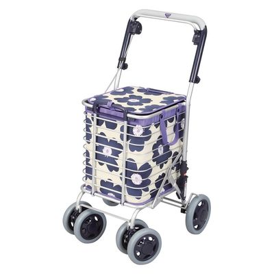 ユーバ産業 ブレーキ付 アルミワイヤーカート花柄青 A-0245H 【シルバーカー】ウェルファンカタログ ウェルファンコード：374144（直送品）