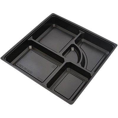 ケーピープラテック 紙容器弁当箱 K-BOX 80-80 中仕切 黒 00458406 1包：600枚（50×12）（直送品）