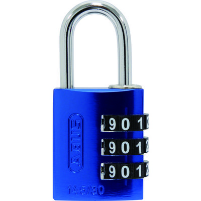 日本ロックサービス ABUS ナンバー可変式ダイヤル錠 145ーBigD/30 BLUE 幅31mm ツル径5mm ブルー 1個（直送品）