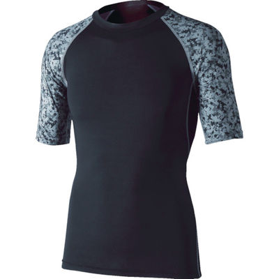 おたふく手袋 おたふく 冷感・消臭パワーストレッチ半袖クルーネックシャツ ブラック×迷彩 S JW-628-BK/ME-S 1着（直送品）