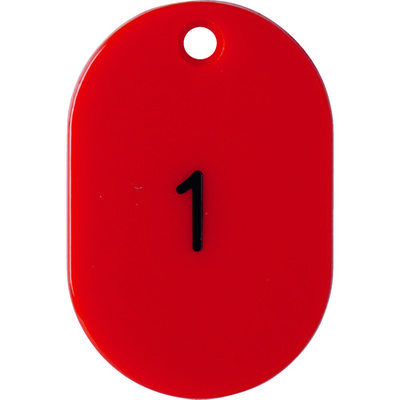 トラスコ中山 TRUSCO 番号入小判札 小 45X30 1~25 赤 TKFS-0125-R 1箱(25枚) 116-2338（直送品）