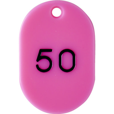 トラスコ中山 TRUSCO 番号入小判札 小 45X30 26~50 ピンク TKFS-2650-P 1箱(25枚) 116-2347（直送品）