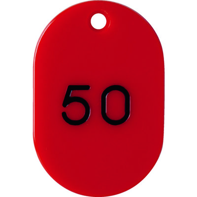トラスコ中山 TRUSCO 番号入小判札 小 45X30 26~50 赤 TKFS-2650-R 1箱(25枚) 116-2346（直送品）
