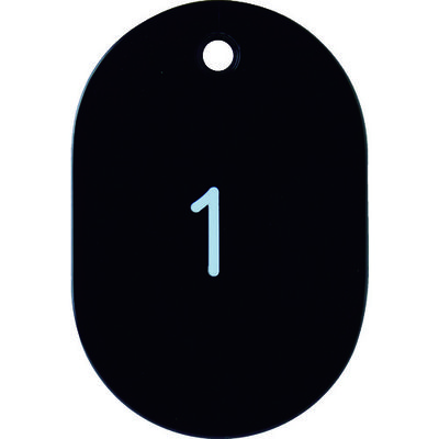 トラスコ中山 TRUSCO 番号入小判札 大 60X40 1~25 黒 THFL-0125-BK 1箱(25枚) 116-2318（直送品）