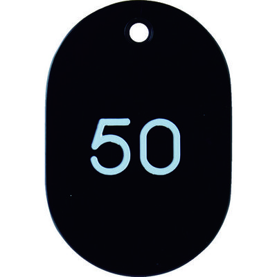 トラスコ中山 TRUSCO 番号入小判札 大 60X40 26~50 黒 THFL-2650-BK 1箱(25枚) 116-2327（直送品）