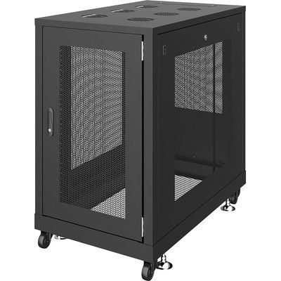 サンワサプライ 19インチサーバーラック メッシュパネル仕様（18U） 幅600×奥行1000×高さ1020mm ブラック 1台（直送品）