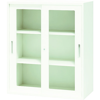 ナイキ 収納庫 CW型 ガラス引違い書庫 899×450×1050 CW-0911HG-WW 1台 463-0904（直送品）