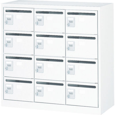 トラスコ中山 TRUSCO メールボックス 12人用 手ぶらキー 900X380XH880 ホワイト WMVK-12P 1台（直送品）