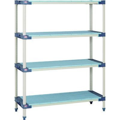 エレクター メトロマックス4 フラットマット+抗菌樹脂製ポール 910×620×1378 4段 MAX4-2436F-MX54P-4 1台（直送品）