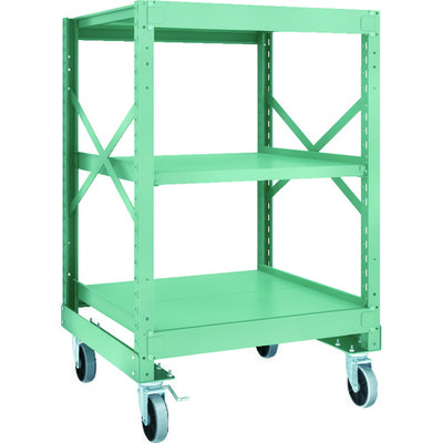 TRUSCO R3型ボルト式中量棚W900XD900XH1400 3段 Φ150 ウレタンキャスター付 R3-4393-U150（直送品）