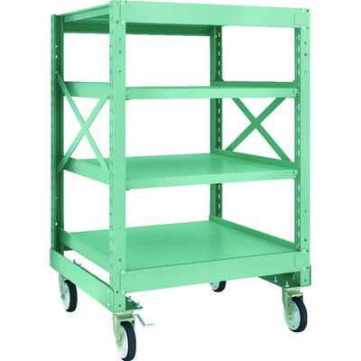 TRUSCO R3型ボルト式中量棚W900XD900XH1400 4段 Φ150 ゴムキャスター付 R3-4394-G150 1台(1個)（直送品）