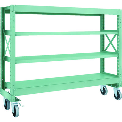 TRUSCO R3型ボルト式中量棚W1800XD500XH1400 4段 Φ150 ウレタンキャスター付 R3-4654-U150（直送品）