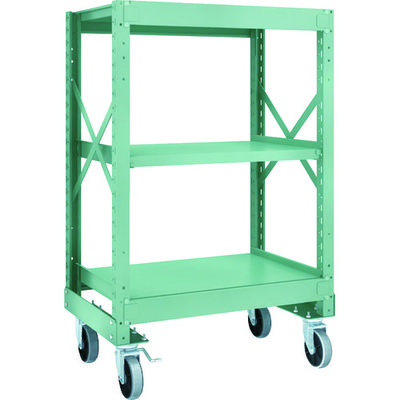 TRUSCO R3型ボルト式中量棚W900XD600XH1400 3段 Φ150 ウレタンキャスター付 R3-4363-U150（直送品）