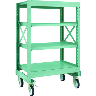 TRUSCO R3型ボルト式中量棚W900XD600XH1400 4段 Φ150 ゴムキャスター付 R3-4364-G150 1台(1個)（直送品）