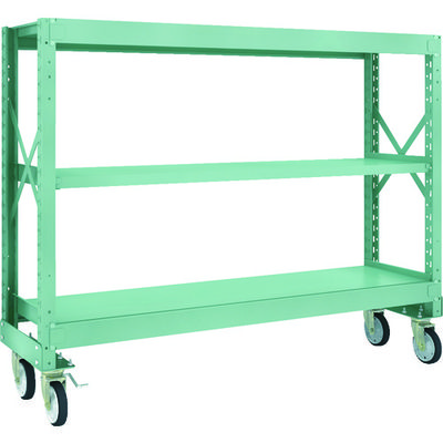 TRUSCO R3型ボルト式中量棚W1800XD500XH1400 3段 Φ150 ゴムキャスター付 R3-4653-G150 1台(1個)（直送品）