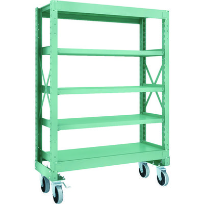 TRUSCO R3型ボルト式中量棚W1200XD500XH1700 5段 Φ150 ウレタンキャスター付 R3-5455-U150（直送品）