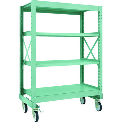 TRUSCO R3型ボルト式中量棚W1200XD600XH1700 4段 Φ150 ゴムキャスター付 R3-5464-G150 1台(1個)（直送品）