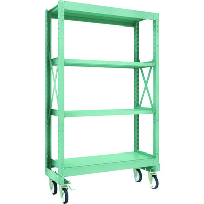 TRUSCO R3型ボルト式中量棚W1200XD500XH2000 4段 Φ150 ゴムキャスター付 R3-6454-G150 1台(1個)（直送品）