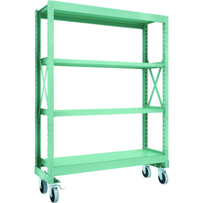 TRUSCO R3型ボルト式中量棚W1500XD500XH2000 4段 Φ150 ウレタンキャスター付 R3-6554-U150（直送品）