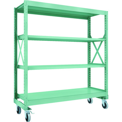 TRUSCO R3型ボルト式中量棚W1800XD600XH2000 4段 Φ150 ウレタンキャスター付 R3-6664-U150（直送品）